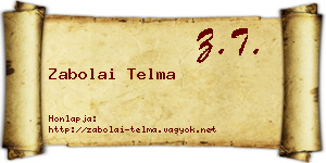Zabolai Telma névjegykártya